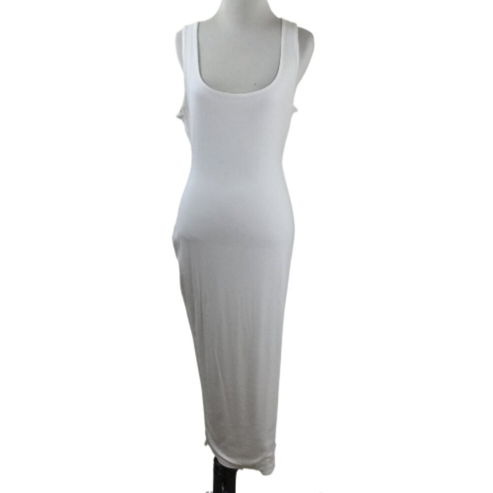 Naked Wardrobe Ivory Ribbed Tank Maxi Dress xl
